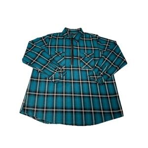 Five Brothers Flannel Shirt Mens Xl Blue Buffalo Check 1/4 Zip Work Wear/ Casual